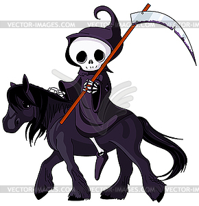 Grim Reaper на лошадях Верховая - иллюстрация в векторном формате