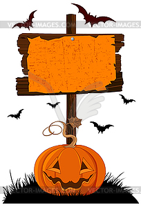 Halloween Wooden Sign - vector clipart / vector image