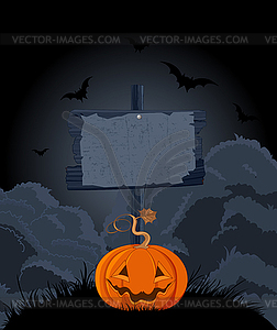 Хэллоуин деревянный знак - изображение в векторе / векторный клипарт