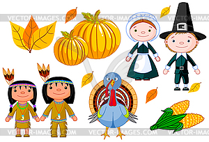 Thanksgiving Day Icon Set - vector clipart