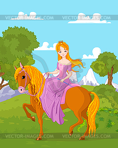 Princess Riding Horse - vector clipart