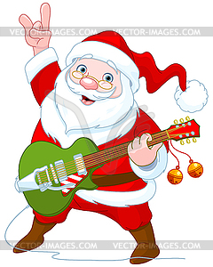 Santa Claus Plays Guitar - vector clipart