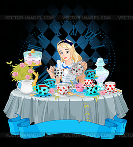 Alice Takes Tea Cup - vector clipart