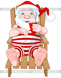 Santa Claus Relaxing - color vector clipart