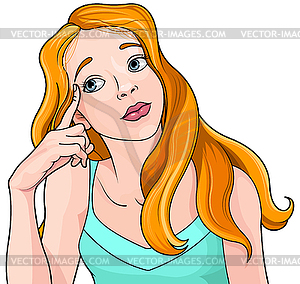 Girl Thinking - vector image