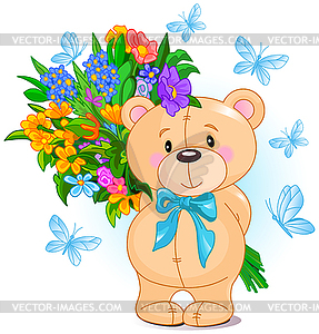 Bouquet of Teddy Bear - stock vector clipart