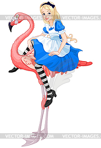 Alice on Flamingo - vector image