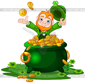 Leprechaun and Pot of Gold - vector image