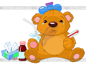 Sick Teddy Bear - royalty-free vector image