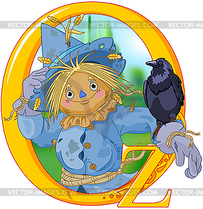 Scarecrow and Crow - vector clipart / vector image