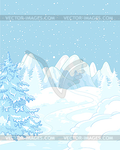 Winter landscape - color vector clipart