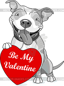 Valentine Pit Bull with Heart - vector image