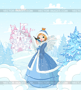 Зима принцесса - векторный клипарт / векторное изображение