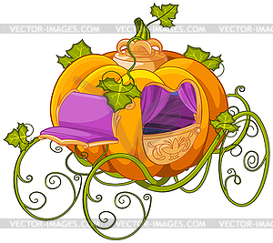 Pumpkin Turn into Carriage for Cinderella - vector image