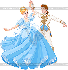 Ball Dance of Cinderella and Prince - vector image