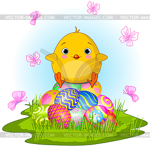 Yellow Easter Chick - royalty-free vector image