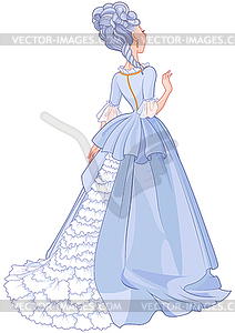 Lady in Beautiful Blue Dress - vector image