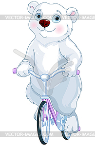 Polar Bear Riding Bicycle - vector clip art