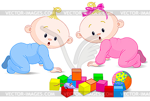 Playing babies - vector clipart