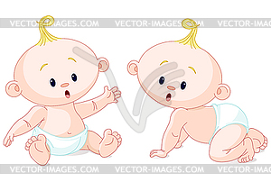 Sweet Twins - stock vector clipart