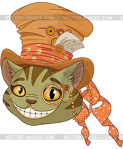 Steampunk Cheshire cat in Top Hat - vector clipart