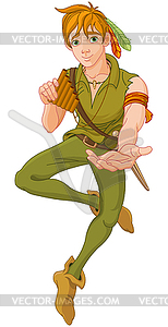 Boy Wearing Peter Pan Costume - vector clipart