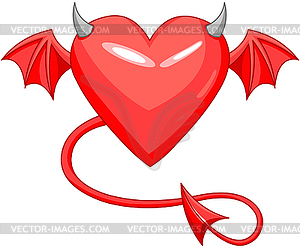 Devil Love Horned Heart - vector clipart