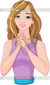 Girl Praying - vector clipart