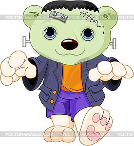 Frankenstein Polar Bear - color vector clipart