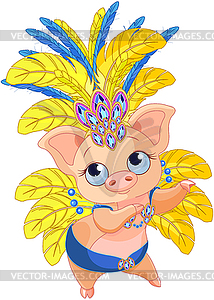 Cute Samba Dancer Pig - vector image