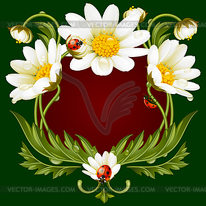 Frame with daisies in shape of floral beast face - vector image