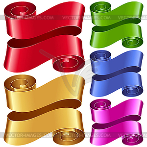 Vector ribbon frames set. Red, green, blue, purple - vector clipart