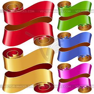 Vector ribbon frames set. Red, green, blue, purple - vector clip art