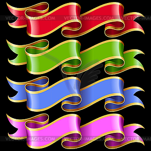 Vector ribbon frames set. Red, green, blue and - vector image