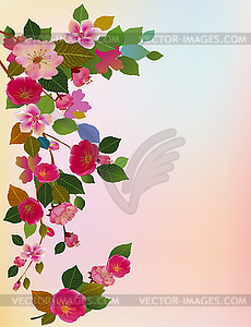 Sakura .Evening in the garden blooming cherry - vector clipart / vector image