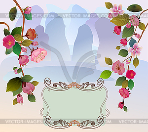  Sakura , landscape east - vector image