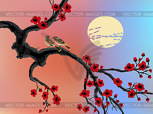 Sakura, spring, Valentine's Day. - vector image
