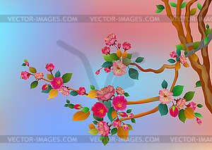 Sakura, spring, Valentine's Day. - vector image