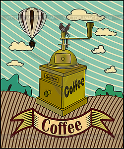 Retro banner with a cup of coffee  - vector image