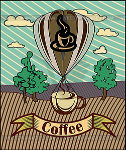 Coffee . Retro banner with cup of coffee - vector clipart