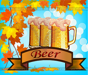 Beer against backdrop - vector clipart