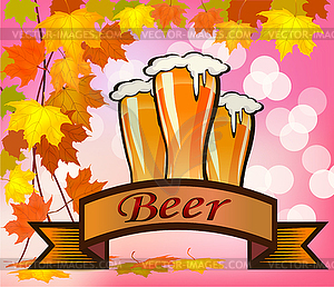 Beer against backdrop - vector image