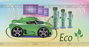 Vector refueling electric car charging battery hybrids - vector image