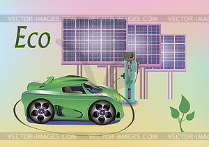 Vector refueling electric car charging battery hybrids - vector clipart