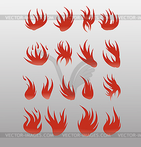 Icons vector flames, fire. Fire icon set - security lea - vector clip art