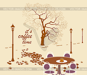 Vector poster with   spring landscape evening   .   - royalty-free vector clipart