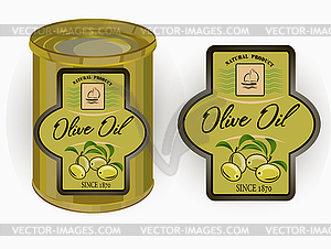 Vector illustration of a label of olive oil. - color vector clipart