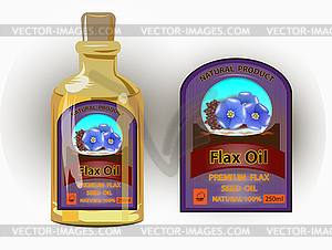 Vector label for refined flaxseed oil - vector image