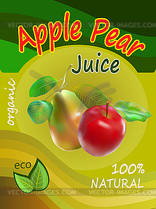 Apple and pear juice template packaging design vector - vector image