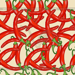 Seamless background of red hot pepper - vector image